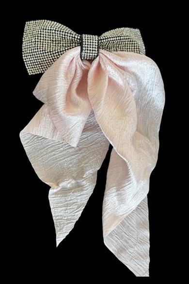 Pembe Renk Taş Detaylı Kurdele Otomat Toka