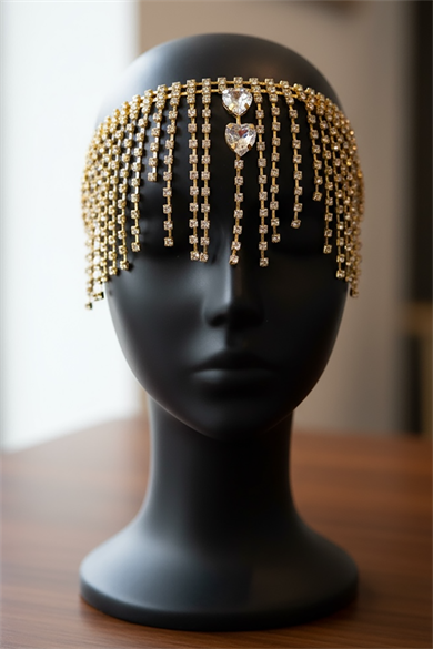 Altın Renk Taş Detaylı Saç Aksesuarı/ Kına Aksesuarı