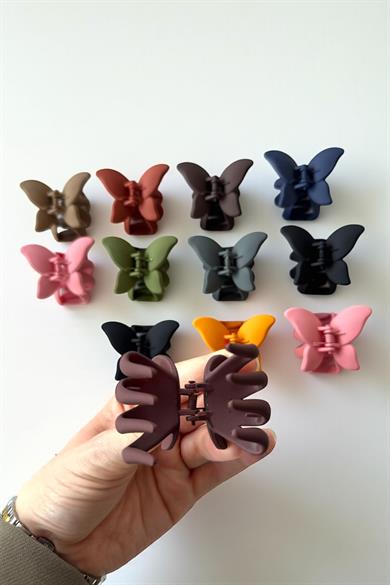 12li Karışık Renk Kelebek Figürlü Mandal Toka Set