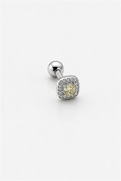Gümüş  Renk  Taşlı Cerrahi Çelik Tragus/Kıkırdak Küpe/Piercing (Tek)