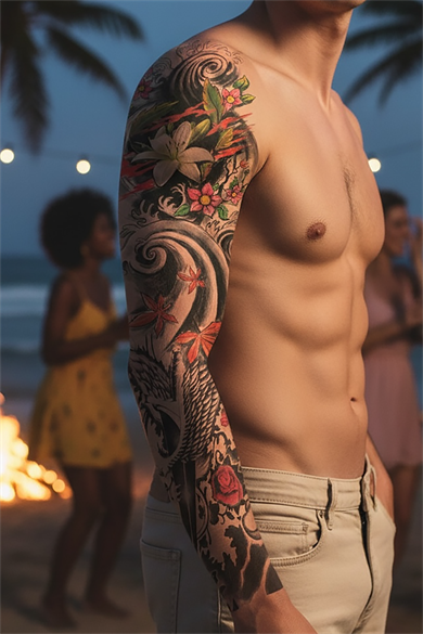 Geçici Çiçek Figürlü Kol Dövme Tattoo