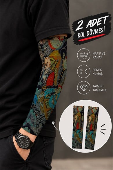 Karışık Renk Ve Desenli Giyilebilir Dövme Sleve (Çift)