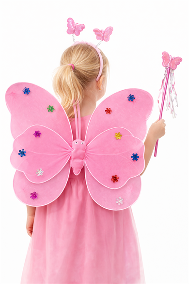 Pembe Renk Kanat /Asa /Taç Set