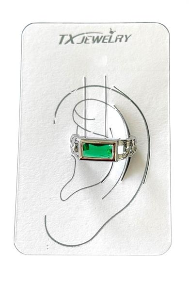 Gümüş Renk Taş Detaylı 14K Altın Kaplama TX Ear Cuff (Tek)
