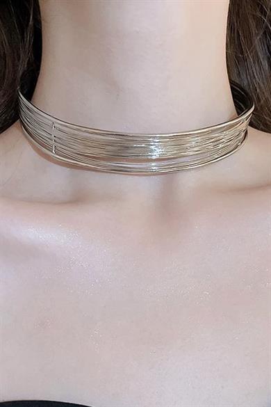 Gümüş Renk Metal Choker Kolye