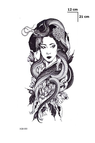Kadın Ve Yılan Geçici Dövme Tattoo