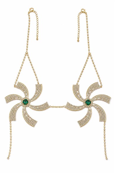 Altın Renk Taş Detaylı Bikini Üstü /Bralet /Vücut Aksesuarı