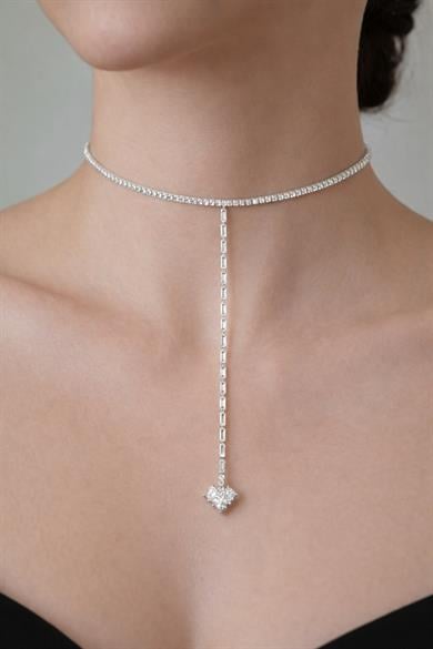 Gümüş Renk 14K Altın Kaplama Vip Choker Kolye