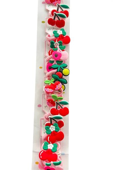10lu Karışık Renk Kiraz Figürlü Çocuk Lastik Toka Set