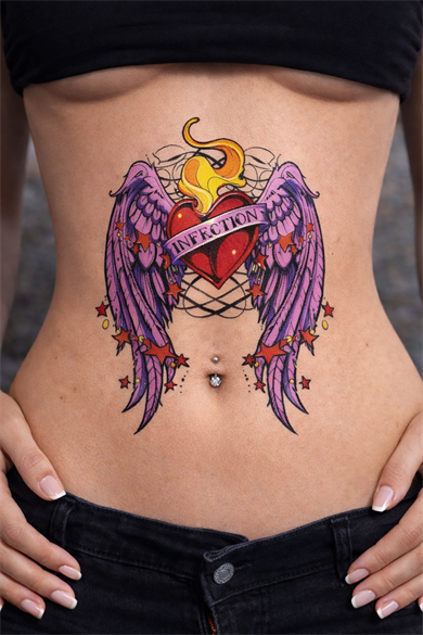 Geçici Kanatlı Kalp Dövme Tattoo