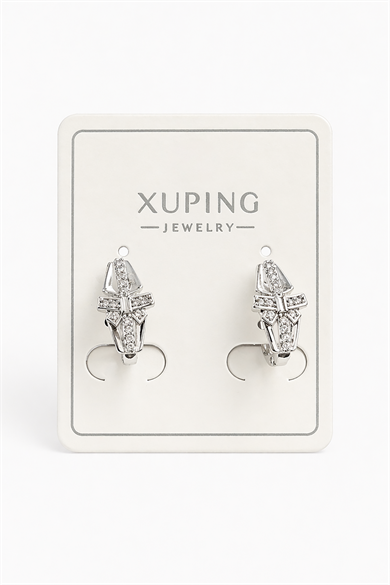 Gümüş Renk Taş Detaylı Xuping Küpe (Çift)