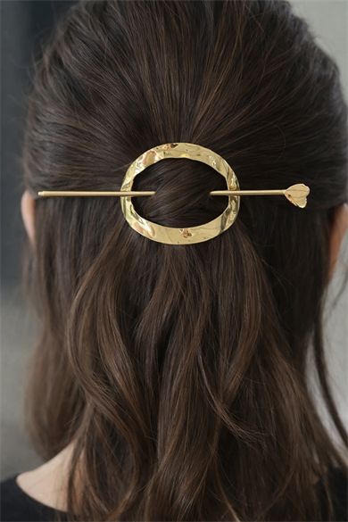 Altın Renk Kalp Detaylı Metal Topuz Tokası