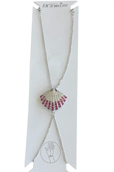 Gümüş Renk Deniz Kabuğu Figürlü 14K Altın Kaplama TX Şahmeran