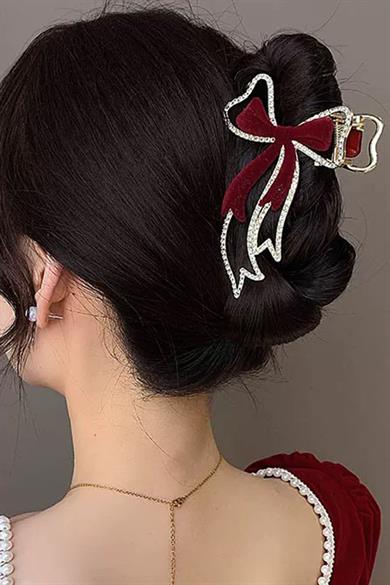 Altın Renk Kurdele Figürlü Taş Detaylı Metal Mandal Toka