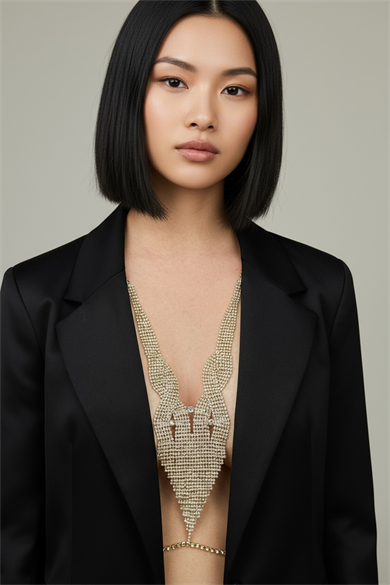 Altın Renk Taş Detaylı Vücut Aksesuarı