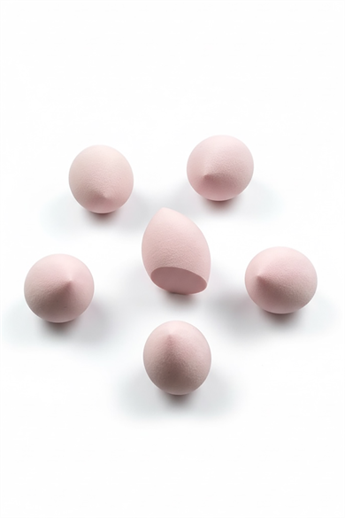 Pembe Renk 6lı Pürüzsüz Dokulu Makyaj Süngeri Seti (Küçük Boy)