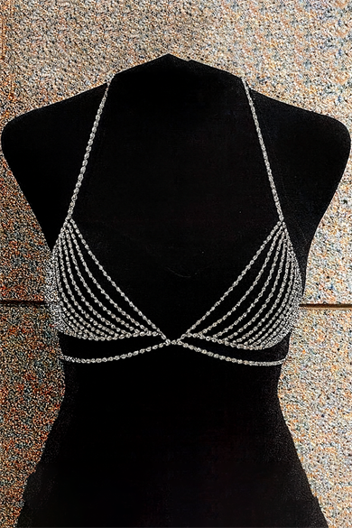 Gümüş Renk Taş Detaylı Bralet Vücut Aksesuarı