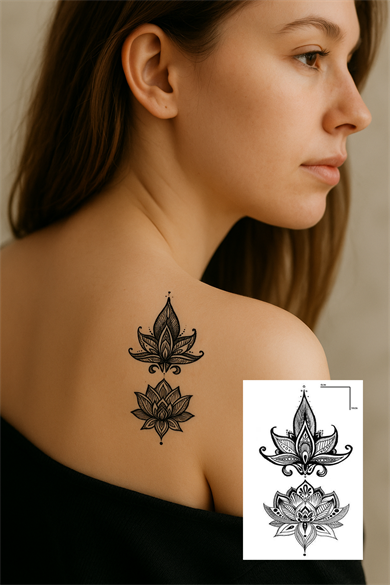 Geçici Lotus Figürlü Mini Dövme Tattoo