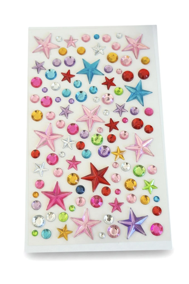 Karışık Renk Yıldız Figürlü Yapışkanlı Taş Sticker 