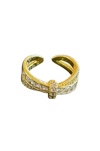 Altın Renk Taşlı Ayarlanabilir Yüzük