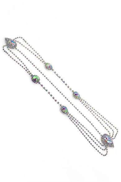 Gümüş Renk Hologram Taş Detaylı Alınlık/Kına Aksesuarı