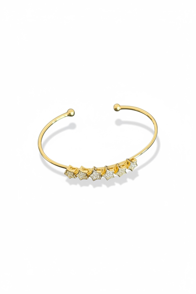 Altın Renk Yıldız Figürlü Kelepçe Bileklik