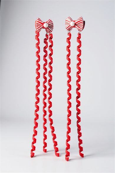 2li Kırmızı Renk Kurdele Figürlü Çocuk Yan Toka