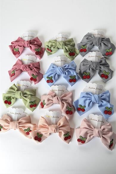 12li Karışık Renk Kiraz Figürlü Otomat Toka Set