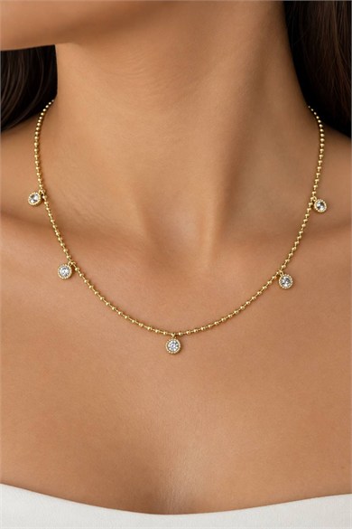 Altın Renk Taş Detaylı YSX Kolye