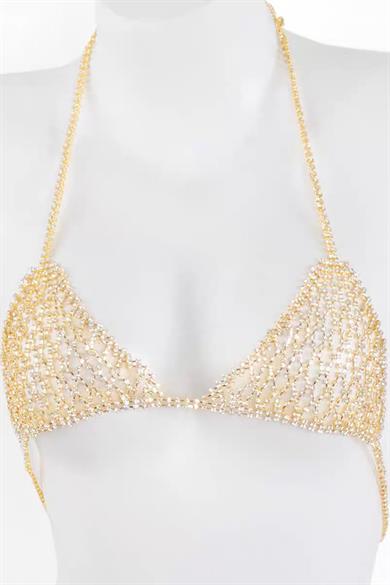 Altın Renk Taşlı Bikini Üstü /Bralet /Vücut Aksesuarı