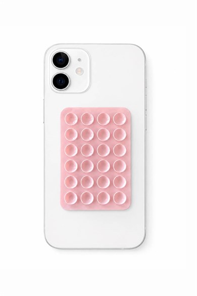 Açık Pembe Renk Vantuzlu Vakumlu Yapışkanlı Telefon Tutacağı