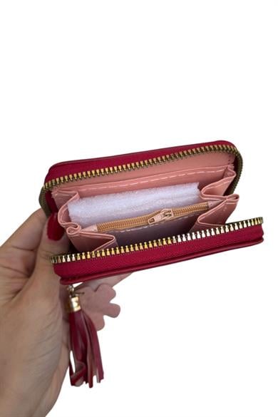 Kırmızı Renk Kelebek Detaylı Deri Kadın Cüzdan