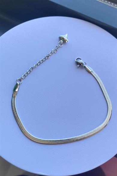 Gümüş Renk İtalyan Zinciri Çelik Bileklik