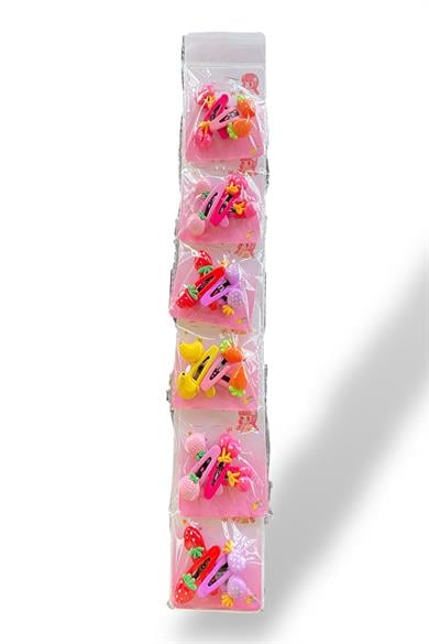 6lı Karışık Renk Meyve Figürlü Yan Toka Set 