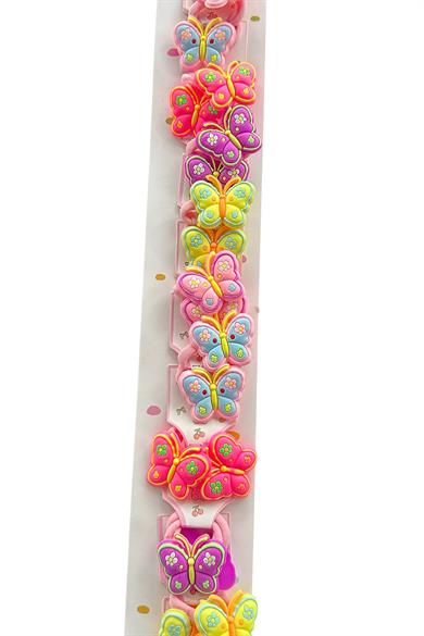10lu Karışık Renk Kelebek Figürlü Çocuk Lastik Toka Set