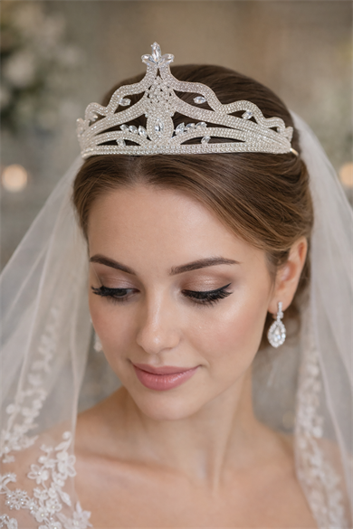 Zirkon Taşlı Gelin/Kına/Nişan/Söz Tasarım Taç