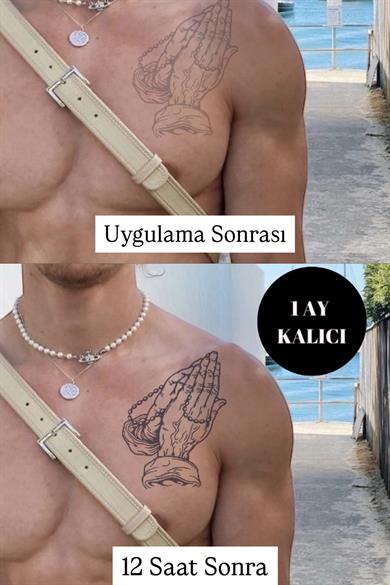El Figürlü 12 Saat Sonra Kararan Geçici Orta Dövme Tattoo