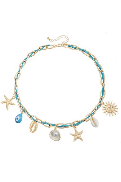 Altın Renk Charmlı Tasarım Kolye