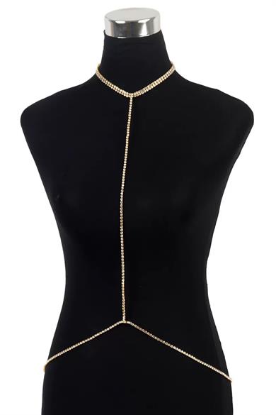 Altın Renk Taş Detaylı Tasarım Vücut Aksesuar