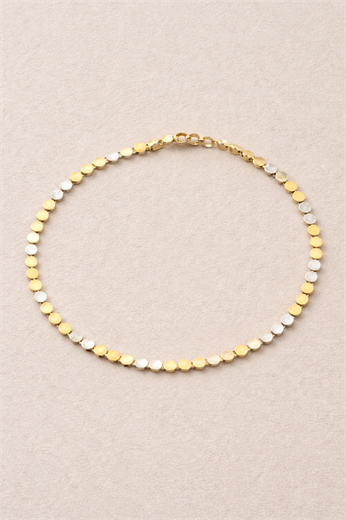 Altın ve Gümüş Renk Ezme Detaylı Çelik Xupıng VİP Bileklik