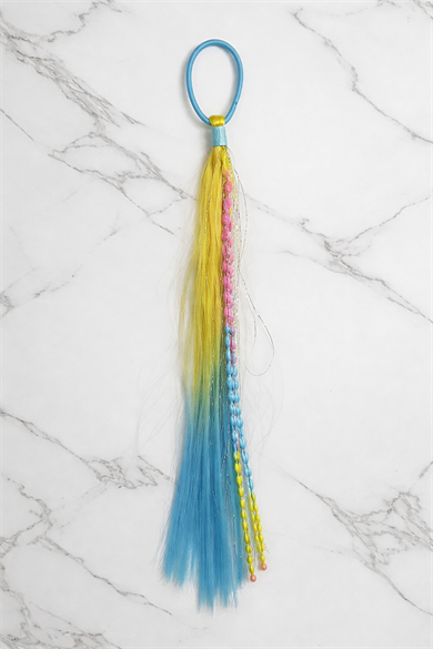 Sarı Ve Mavi Renk Saç Detaylı Lastik Toka