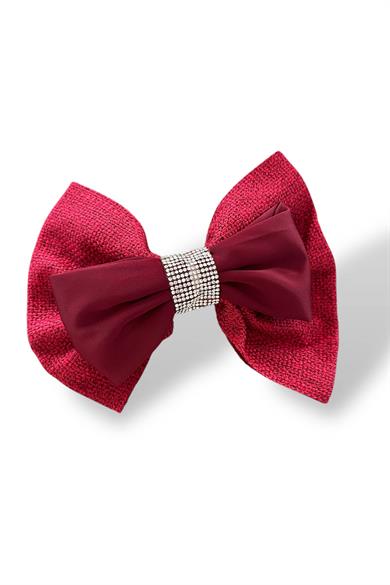 Kırmızı Renk Taş Detaylı Kurdele Otomat Toka