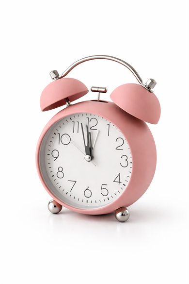 Pembe Renk Mini Dekoratif Işıklı Alarmlı Yuvarlak Masa Saati