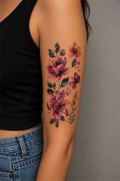 Çoklu Çiçek Geçici Dövme Tattoo