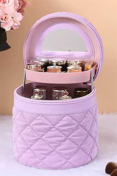 Mor Renk İnci Detaylı Makyaj Ve Kişisel Bakım Çantası 