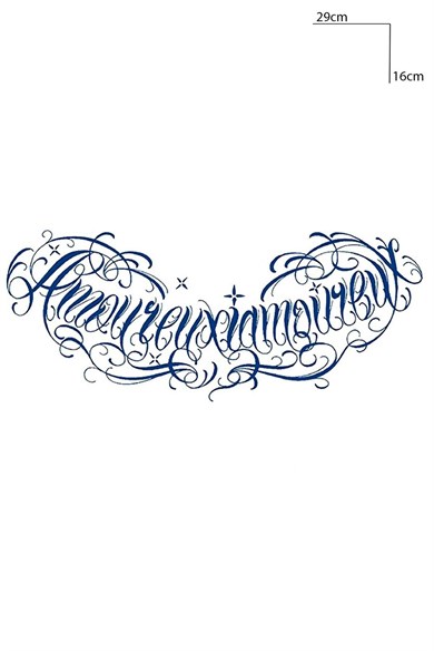 Amoureux Yazılı Sonradan Kararan Yarı Kalıcı Geçici Dövme Tattoo