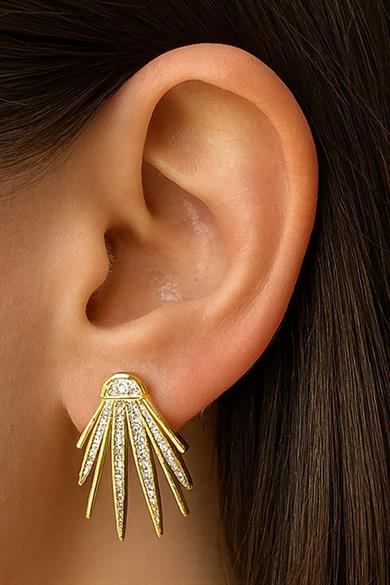 Altın Renk Taş Detaylı YSX Küpe 