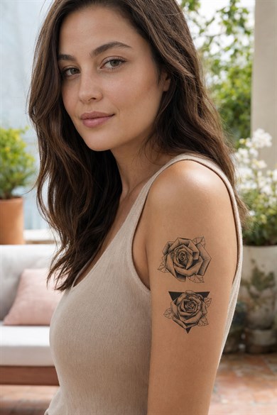 Geçici El Üstü Gül Dövme Tattoo