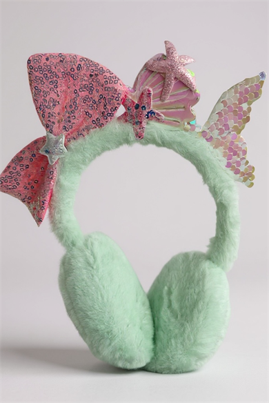 Turkuaz Ve Pembe Renk Karışık Figürlü Peluş Kulaklık