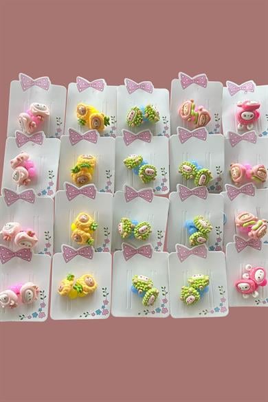 20li Karışık Renk Karışık Figürlü Çocuk Lastik Toka Set